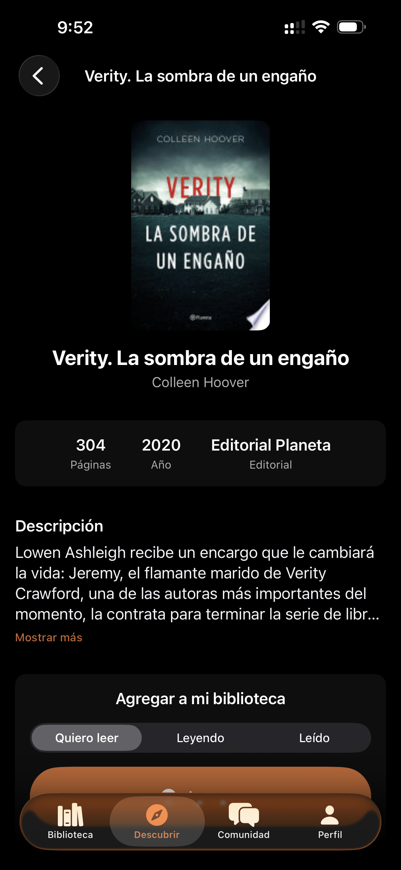 Detalle de libro Verity en Lectores